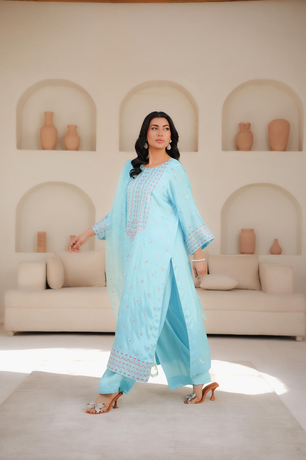 Sky Blue Embroidered - EF009