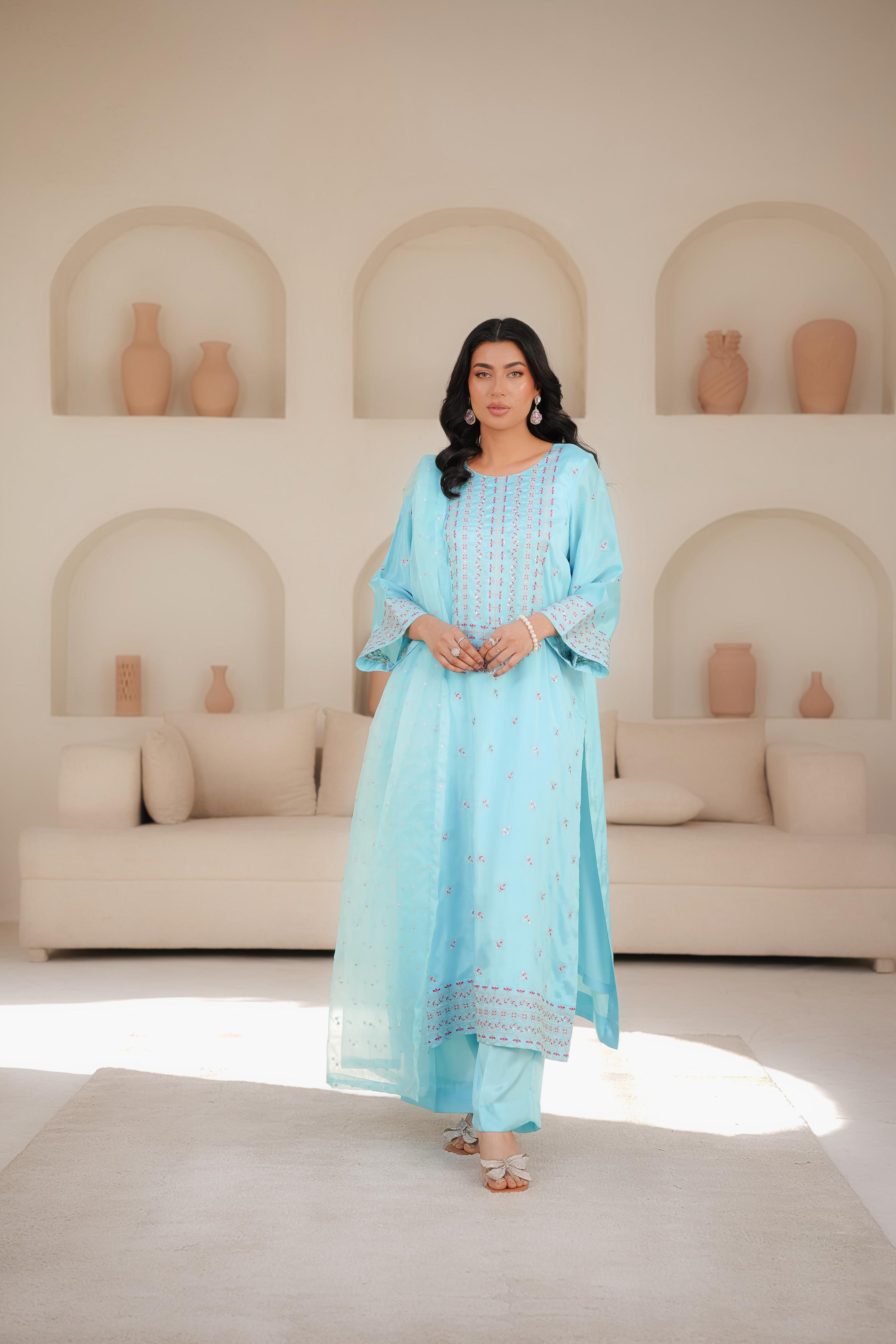 Sky Blue Embroidered - EF009